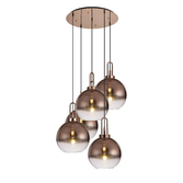 Photograph: Idolite Camille Round 5 Light Pendant With 30cm Globe Glass, Copper/Matt Black Copper/Clear