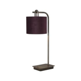 Photograph: Idolite Camille Table Lamp, 1 Light E27, Aged Pewter/Matt Black/Aubergine 20x16.5cm Velvet Shade