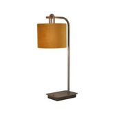 Photograph: Idolite Camille Table Lamp, 1 Light E27, Aged Pewter/Matt Black/Ochre 20x16.5cm Velvet Shade