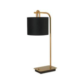 Photograph: Idolite Camille Table Lamp, 1 Light E27, Brass Gold/Matt Black/Black/Prosecco 20x16.5cm Velvet Shade