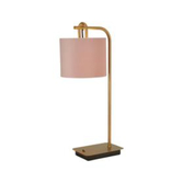 Photograph: Idolite Camille Table Lamp, 1 Light E27, Brass Gold/Matt Black/Blush Pink/Prosecco 20x16.5cm Velvet Shade