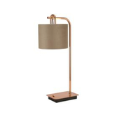 Photograph: Idolite Camille Table Lamp, 1 Light E27, Copper/Matt Black/Latte/Prosecco 20x16.5cm Velvet Shade