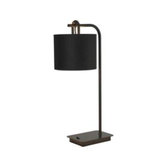 Photograph: Idolite Camille Table Lamp, 1 Light E27, Matt Black/Matt Black/Burnt Orange/Copper 20x16.5cm Velvet Shade
