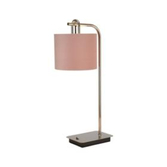 Photograph: Idolite Camille Table Lamp, 1 Light E27, Polished Nickel/Matt Black/Blush Pink/Prosecco 20x16.5cm Velvet Shade