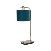 Photograph: Idolite Camille Table Lamp, 1 Light E27, Polished Nickel/Matt Black/Teal 20x16.5cm Velvet Shade