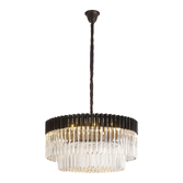 Photograph: Idolite Carpathian 12 Light Extra Large Round Pendant Chandelier In Black With Clear Glass