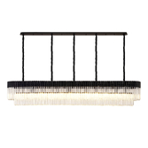 Photograph: Idolite Carpathian 12 Light Large 2.25m Linear Bar Pendant Chandelier In Black With Clear Glass