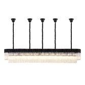 Photograph: Idolite Carpathian 12 Light Large 2.25m Linear Bar Pendant Chandelier In Black With Clear Glass (Individual Ceiling Cups)