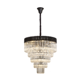 Photograph: Idolite Carpathian 19 Light 5 Tier Round Pendant Chandelier In Black With Clear Glass