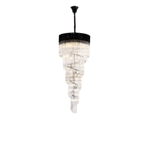 Photograph: Idolite Carpathian 23 Light 5 Tier Tall Round Pendant Chandelier In Black With Clear Glass