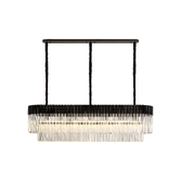 Photograph: Idolite Carpathian 7 Light Large 1.5m Linear Bar Pendant Chandelier In Black With Clear Glass