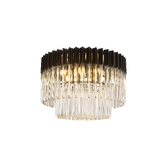 Photograph: Idolite Carpathian 7 Light Large Round Flush Ceiling Light Chandelier In Black With Clear Glass