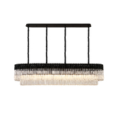 Photograph: Idolite Carpathian 9 Light Large 1.8m Linear Bar Pendant Chandelier In Black With Clear Glass