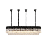 Photograph: Idolite Carpathian 9 Light Large 1.8m Linear Bar Pendant Chandelier In Black With Clear Glass (Individual Ceiling Cups)