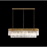 Photograph: Idolite Carpathian Brass 7 Light Linear Bar Pendant C/W Clear Glass Drops