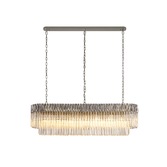 Photograph: Idolite Carpathian Polished Nickel 7 Light Linear Bar Pendant C/W Clear Glass Drops