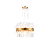 Photograph: Idolite Caspian 10 Light Round Pendant Brass With Clear Glass Rods