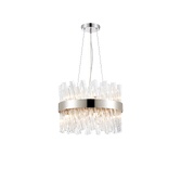 Photograph: Idolite Caspian 10 Light Round Pendant Polished Nickel With Clear Glass Rods