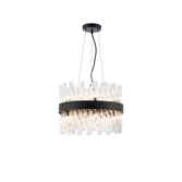 Photograph: Idolite Caspian 10 Light Round Pendant Satin Black With Clear Glass Rods