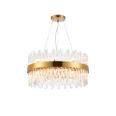 Photograph: Idolite Caspian 18 Light Round Pendant Brass With Clear Glass Rods