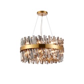 Photograph: Idolite Caspian 18 Light Round Pendant Brass With Smoked Glass Rods