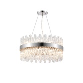 Photograph: Idolite Caspian 18 Light Round Pendant Polished Nickel With Clear Glass Rods