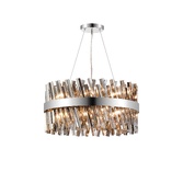 Photograph: Idolite Caspian 18 Light Round Pendant Polished Nickel With Smoked Glass Rods