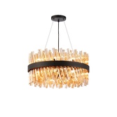 Photograph: Idolite Caspian 18 Light Round Pendant Satin Black With Amber Glass Rods