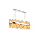 Photograph: Idolite Caspian 24 Light Linear Bar Pendant Polished Nickel With Amber Glass Rods