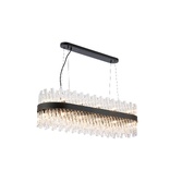 Photograph: Idolite Caspian 24 Light Linear Bar Pendant Satin Black With Clear Glass Rods