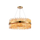 Photograph: Idolite Caspian 24 Light Round Pendant Brass With Amber Glass Rods