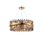 Photograph: Idolite Caspian 24 Light Round Pendant Brass With Smoked Glass Rods