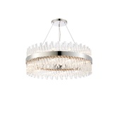 Photograph: Idolite Caspian 24 Light Round Pendant Polished Nickel With Clear Glass Rods