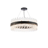 Photograph: Idolite Caspian 24 Light Round Pendant Satin Black With Clear Glass Rods