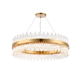 Photograph: Idolite Caspian 32 Light Round Pendant Brass With Clear Glass Rods