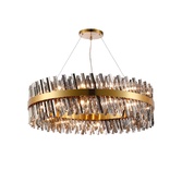 Photograph: Idolite Caspian 32 Light Round Pendant Brass With Smoked Glass Rods