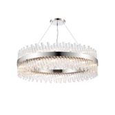 Photograph: Idolite Caspian 32 Light Round Pendant Polished Nickel With Clear Glass Rods