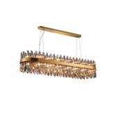 Photograph: Idolite Caspian 36 Light Large Linear Bar Pendant Brass With Smoked Glass Rods