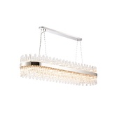 Photograph: Idolite Caspian 36 Light Large Linear Bar Pendant Polished Nickel With Clear Glass Rods