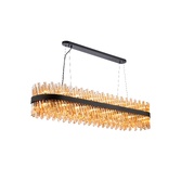 Photograph: Idolite Caspian 36 Light Large Linear Bar Pendant Satin Black With Amber Glass Rods