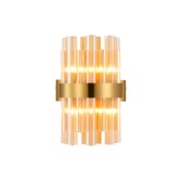 Photograph: Idolite Caspian 4 Light Wall Lamp Brass With Amber Glass Rods