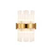 Photograph: Idolite Caspian 4 Light Wall Lamp Brass With Clear Glass Rods