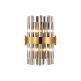 Photograph: Idolite Caspian 4 Light Wall Lamp Brass With Smoked Glass Rods