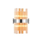 Photograph: Idolite Caspian 4 Light Wall Lamp Polished Nickel With Amber Glass Rods