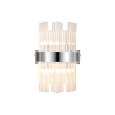 Photograph: Idolite Caspian 4 Light Wall Lamp Polished Nickel With Clear Glass Rods