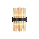 Photograph: Idolite Caspian 4 Light Wall Lamp Satin Black With Amber Glass Rods