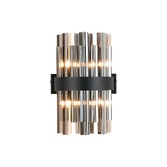 Photograph: Idolite Caspian 4 Light Wall Lamp Satin Black With Smoked Glass Rods