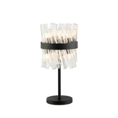 Photograph: Idolite Caspian 6 Light Table Lamp Satin Black With Clear Glass Rods