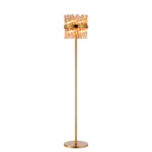 Photograph: Idolite Caspian 8 Light Floor Lamp Brass With Amber Glass Rods