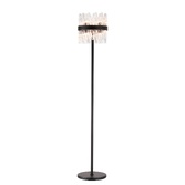 Photograph: Idolite Caspian 8 Light Floor Lamp Satin Black With Clear Glass Rods